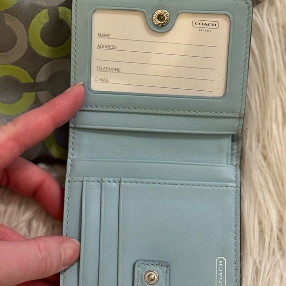 Like New Cute Coach Grey & Green Crossbody With New Matching Wallet! - Picture 7 of 9